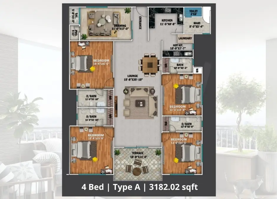 4 Bed Type A Floor Plan 