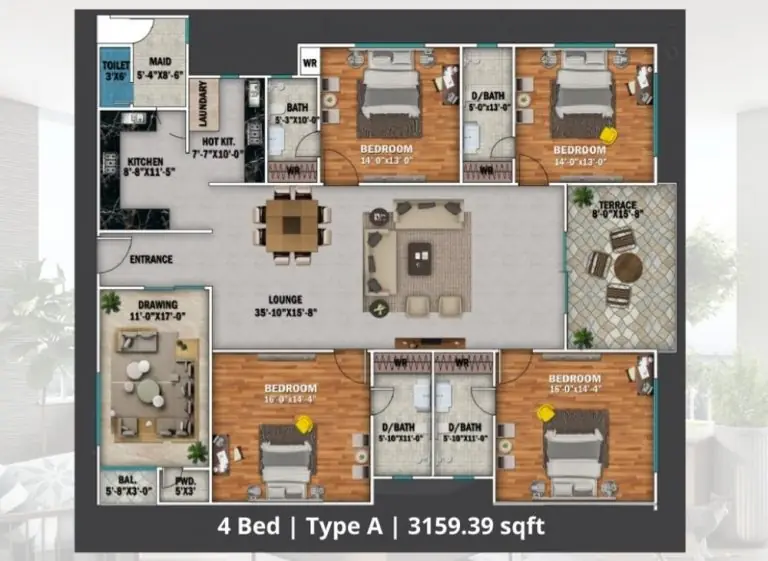 4 Bed Type B Floor Plan