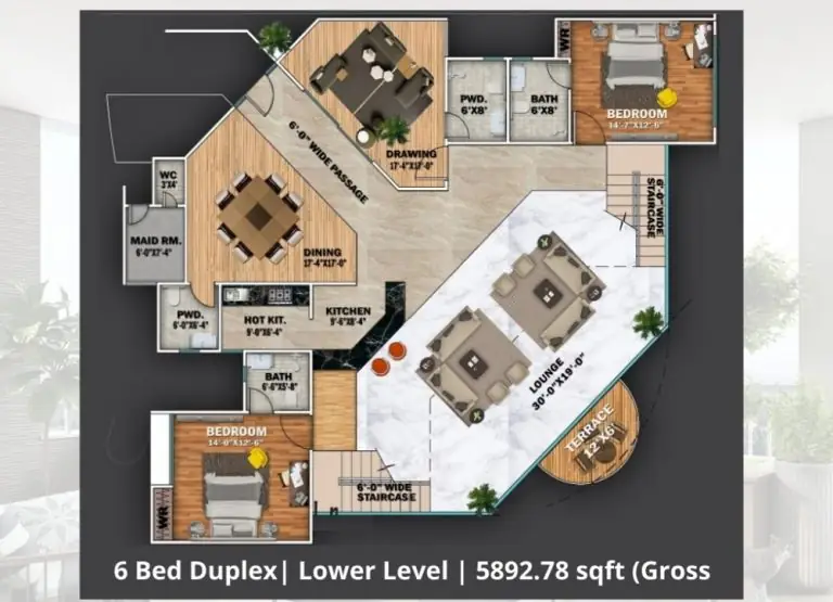 6 Bed Floor Plan (Lower Level)