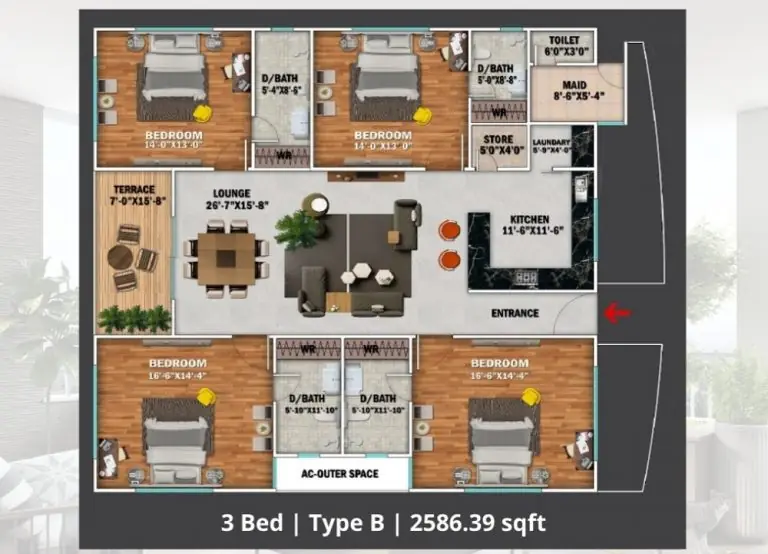 3 Bed Floor Plan