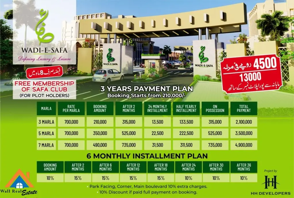 Wadi e Safa Faisalabad Payment Plan